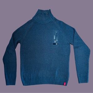 EDC- Blue/Grey Ribbed Men's Turtleneck Sweater